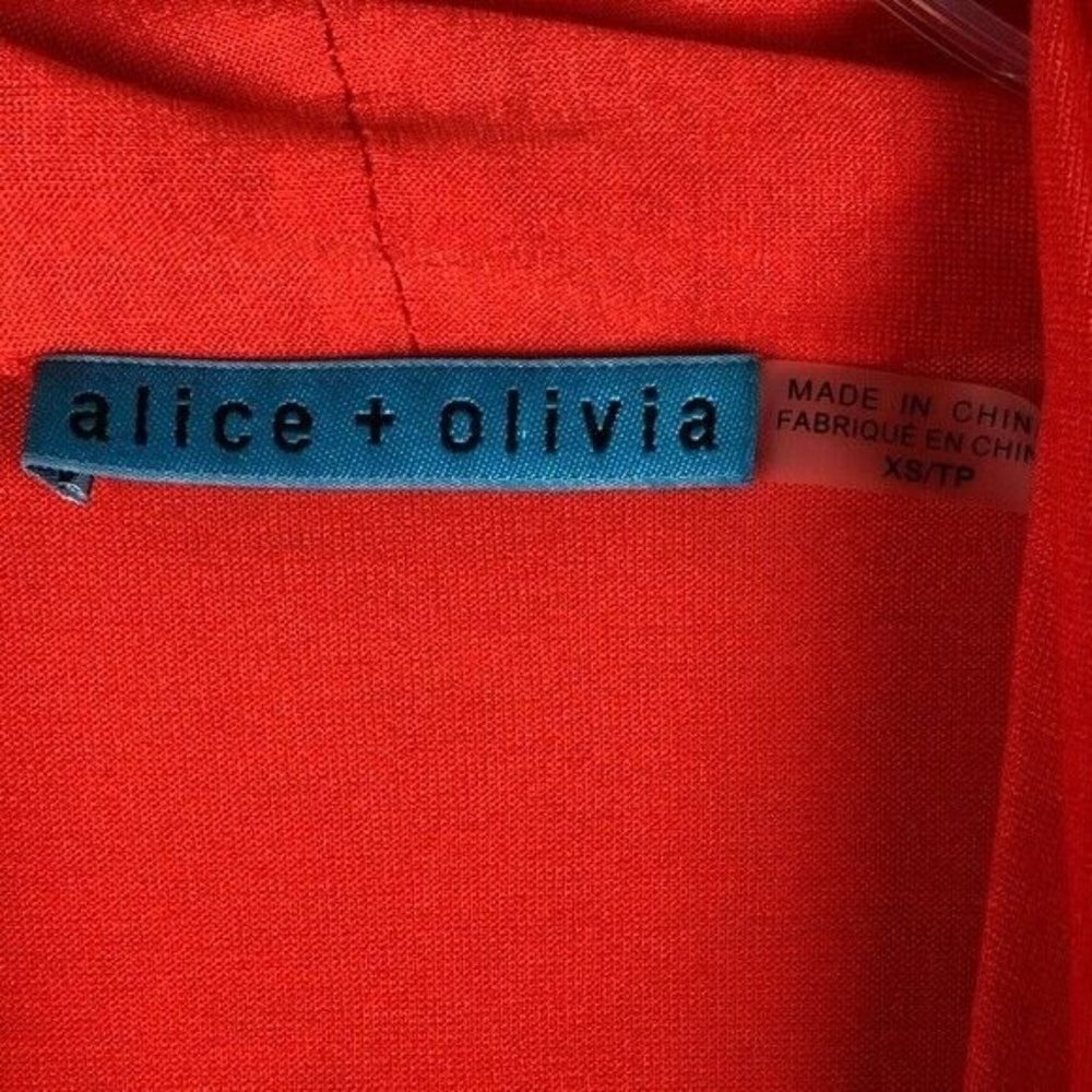 Alice + Olivia Janie Draped Cowl-Neck Top Rust Coral 3/4 Sleeve Jersey XS - Picture 4 of 5